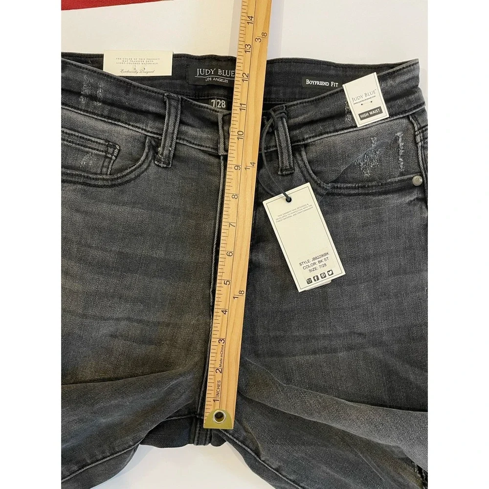 NEW Judy Blue Boyfriend Fit Jeans Womens 7/28 Black Stretch High Waist JB82296BK - Picture 8 of 9